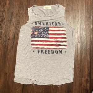 Monocracy Freedom USA American grayFlag T-Shirt Patriotic Americana sz XS Euc